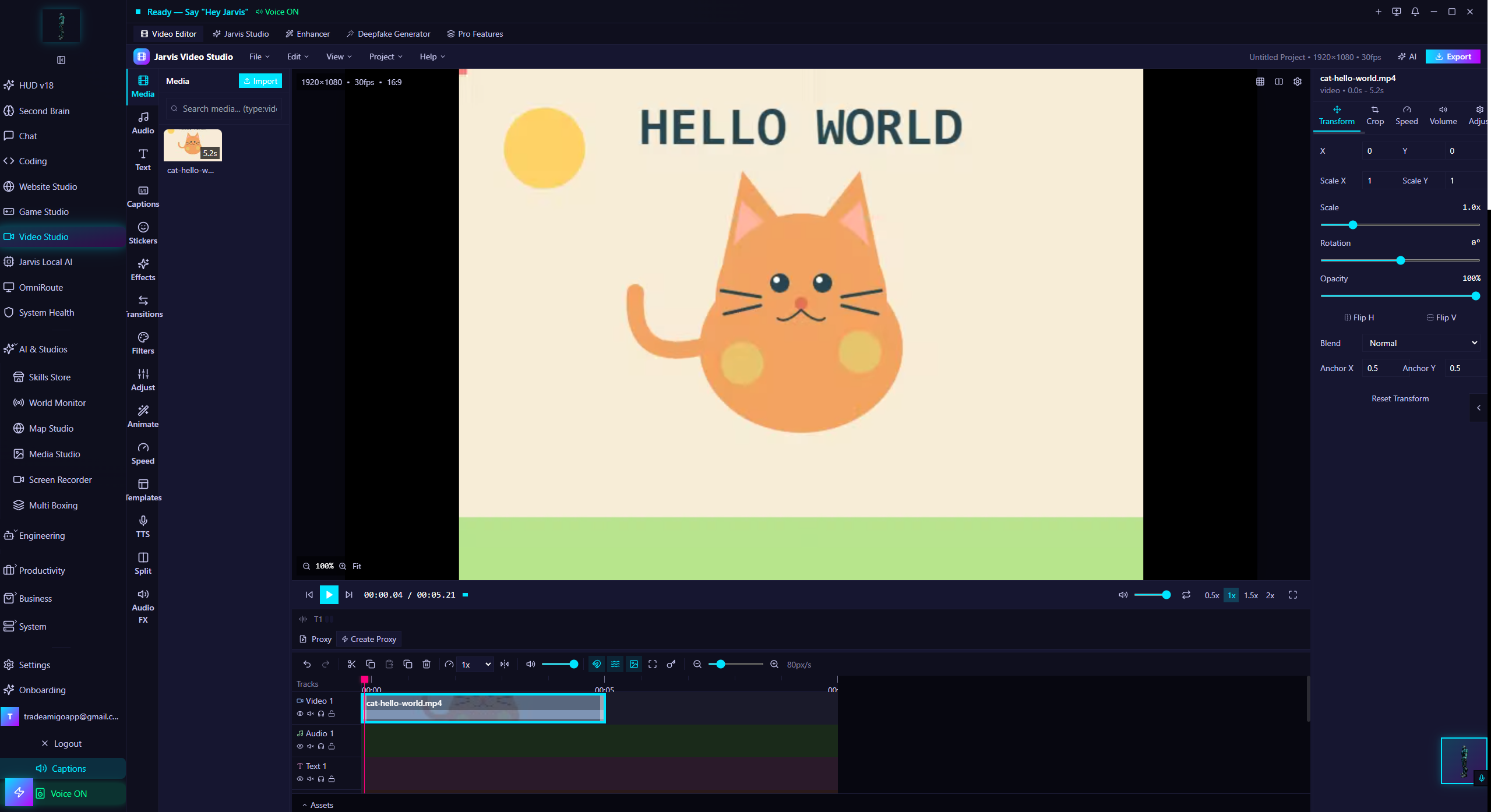 Generated video result in chat