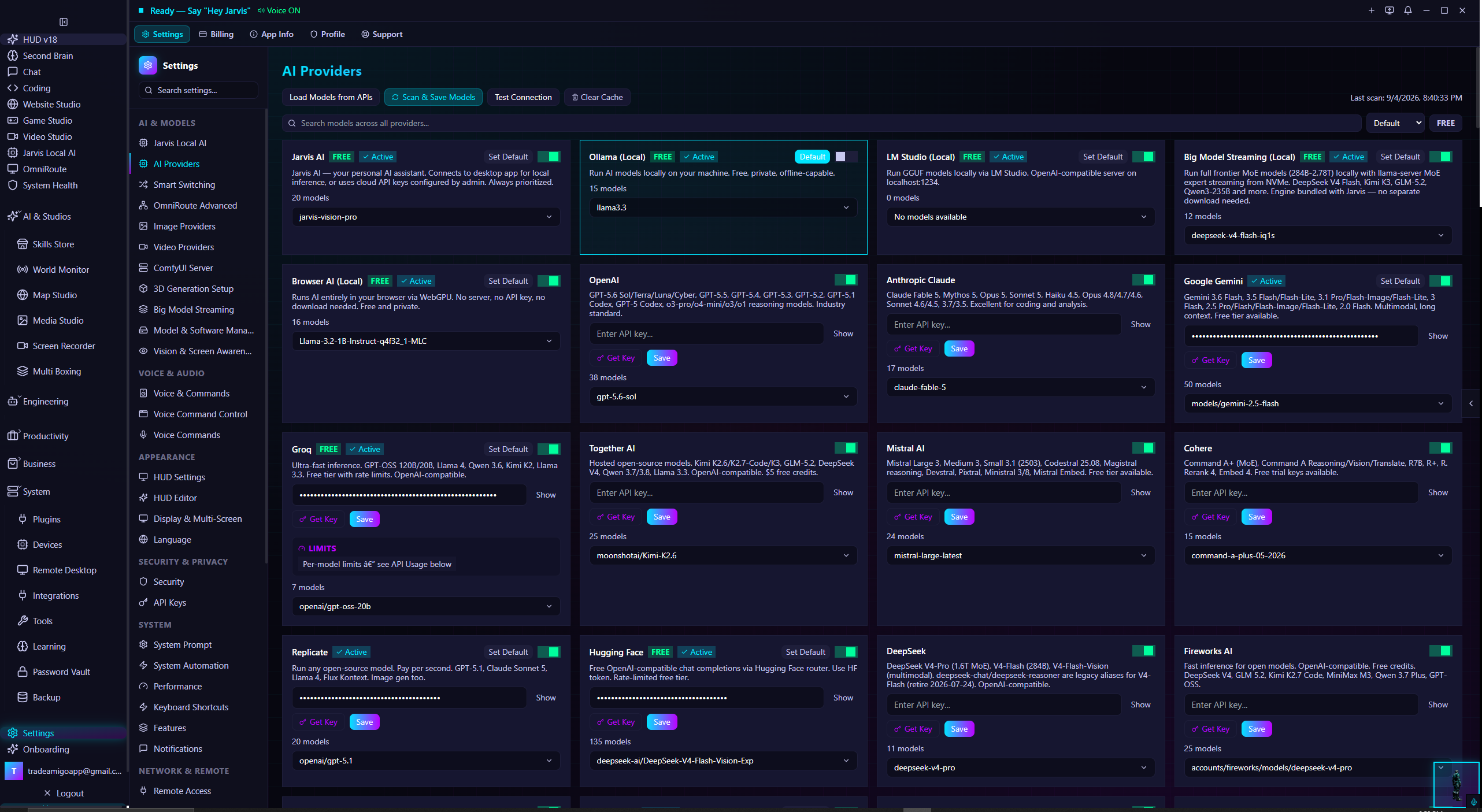 Local AI providers page
